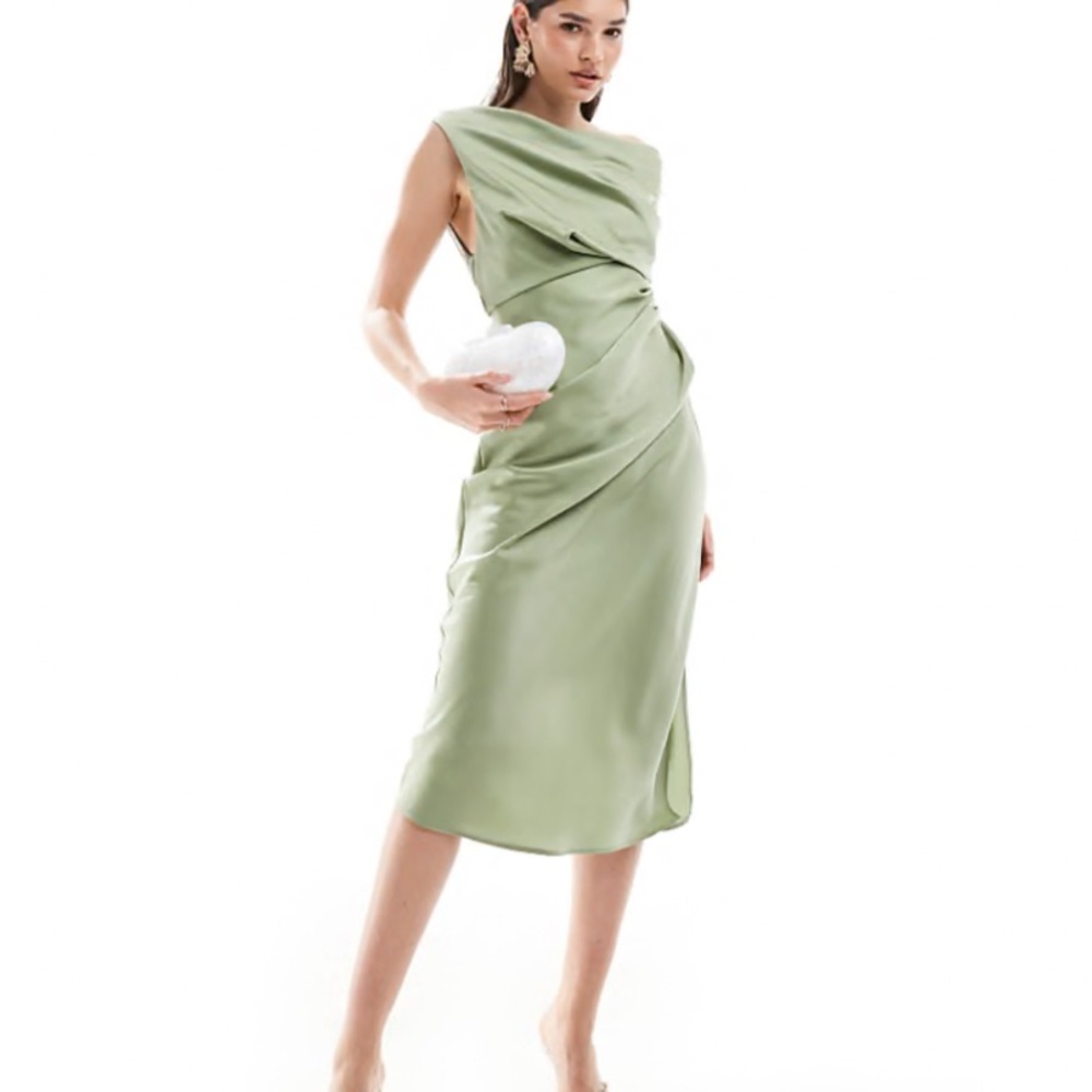 ASOS Satin Off Shoulder Draped Dress
